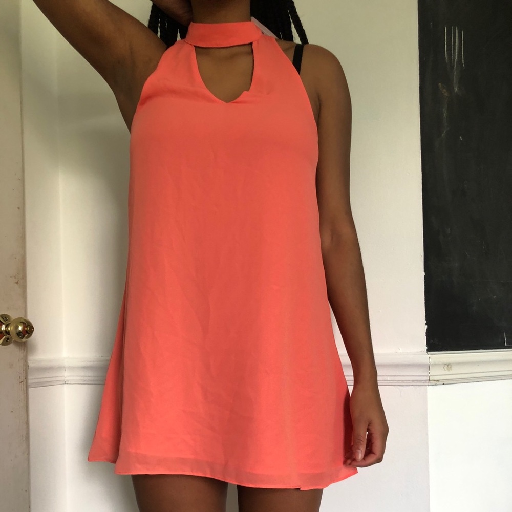 Vestique coral neck dress